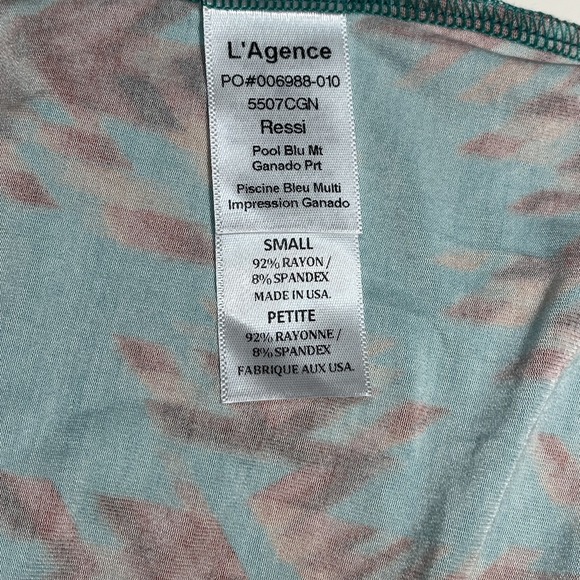 L'AGENCE Ressi Fitted Tee Women‎ S Pool Blue Multi Ganado Shirt Southwestern NEW - Picture 14 of 16